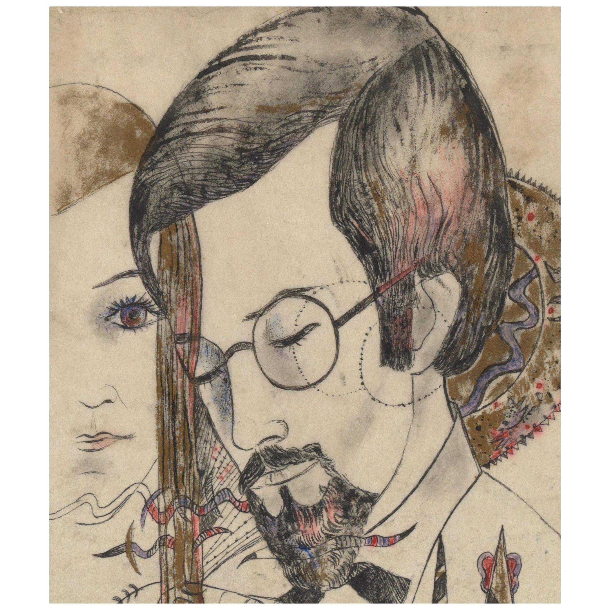 Akarova Marguerite, Portrait of a Man and a Woman, Drawing on Paper For Sale