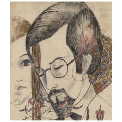 Akarova Marguerite,Portrait of a Man and a Woman, Drawing on Paper