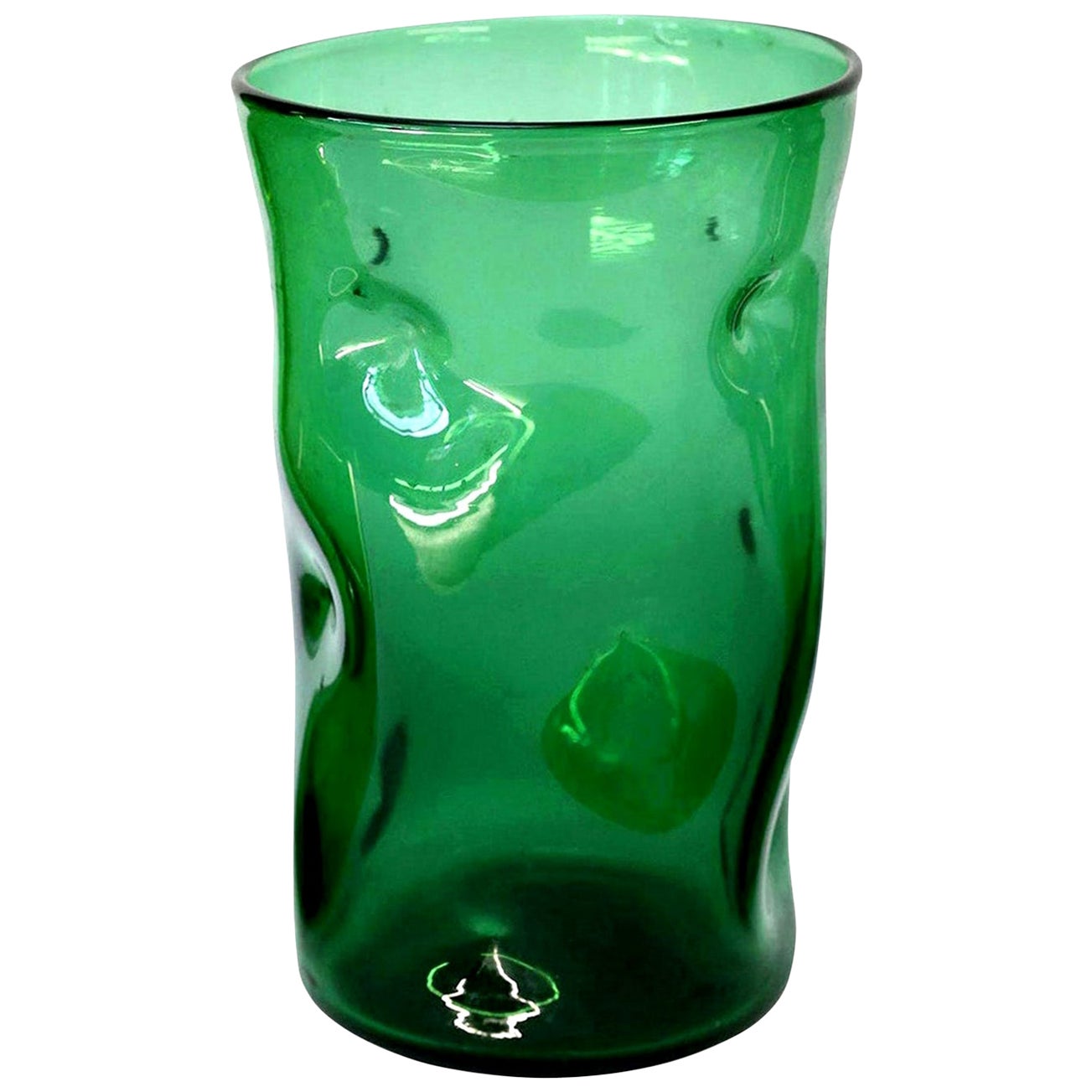 Italian Green Glass Vase by Empoli For Sale at 1stDibs