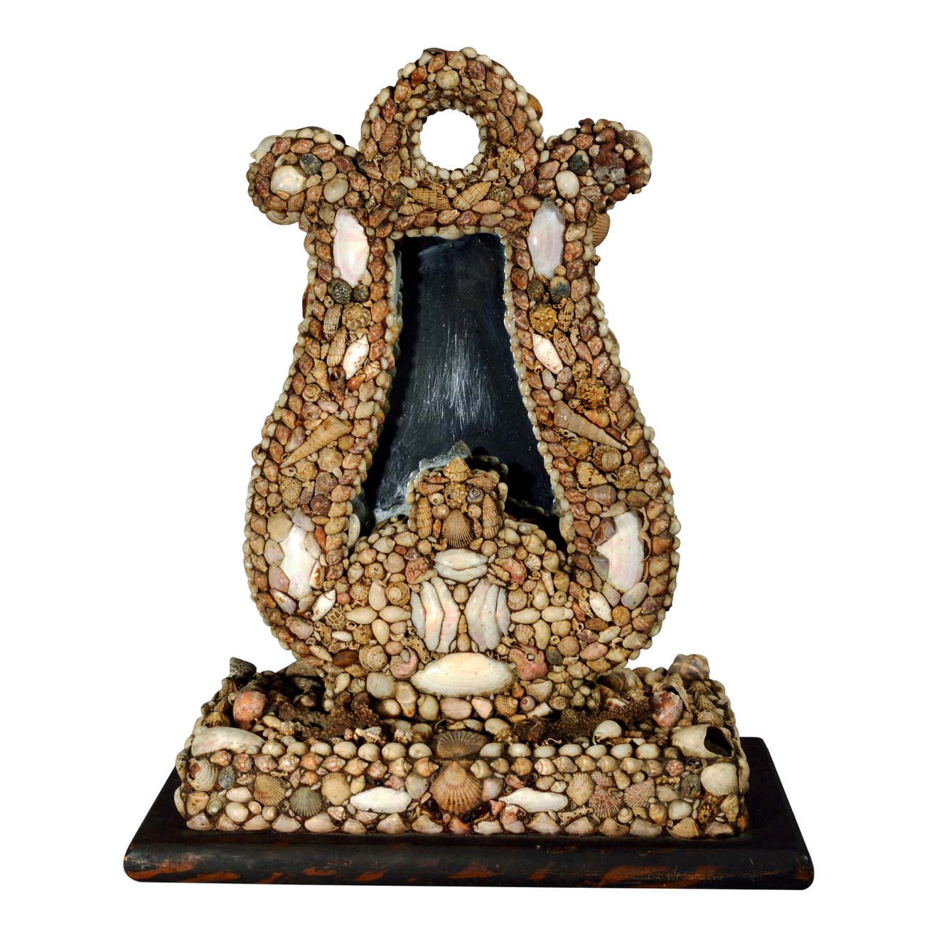American Shellwork Standing Mirror in the Form of a Harp For Sale at ...
