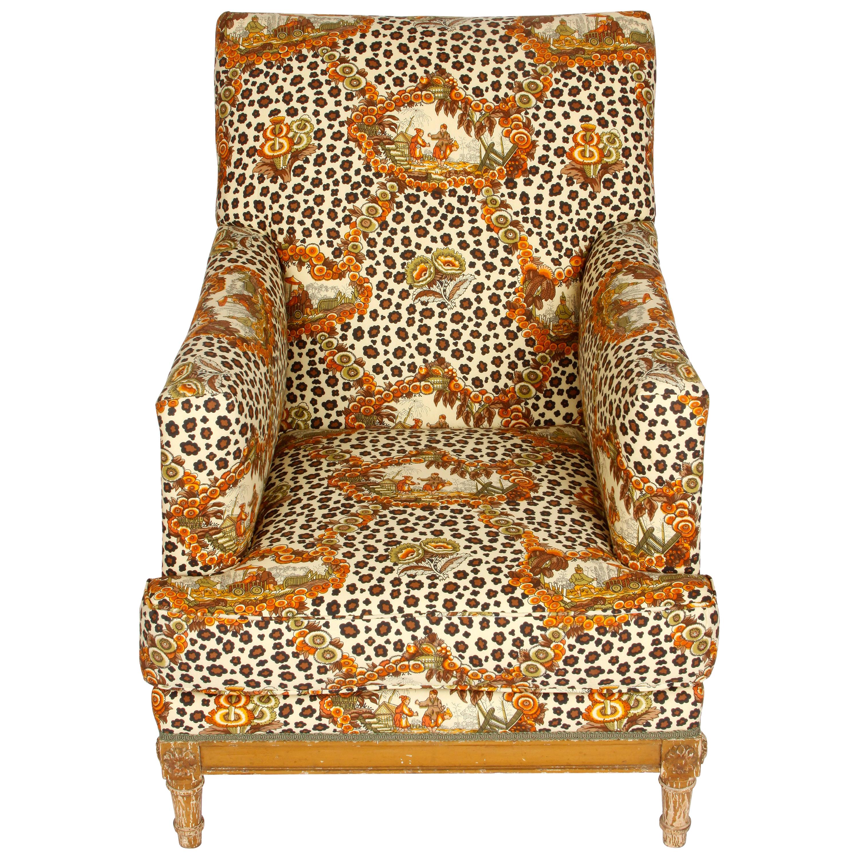 Jansen Style Upholstered Vintage Armchair For Sale