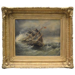 Antique  A 19 Century Painting titled "Shipwrecked" by English Artist Stuart Henri Bell 