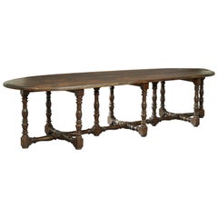 Used French 17th Century Baroque Oak Dining Table