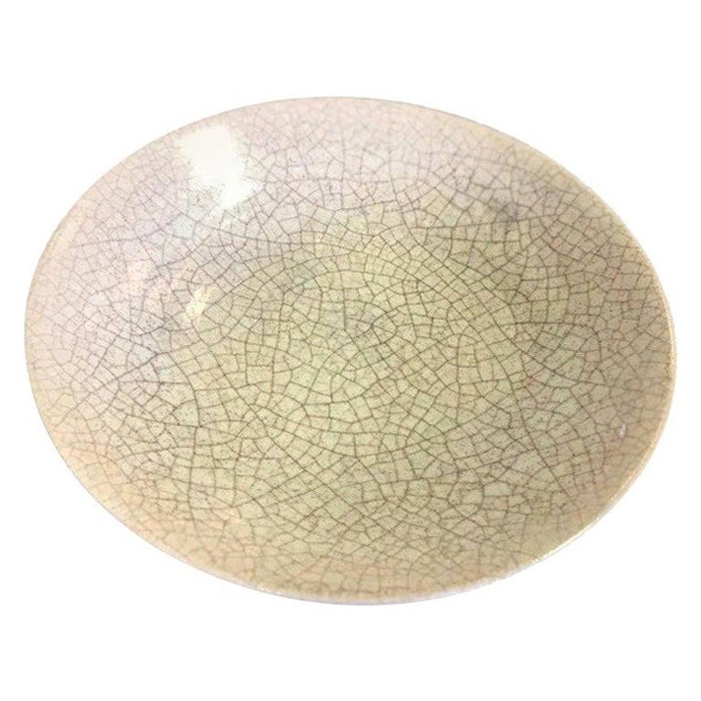 Beatrice Wood Early Large Multi-Fired Crackle Glaze Low Bowl, circa 1938