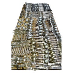 A 200 Plus Set of 19 Century Imperial Russian Silver Flatware by Andrei Bragin
