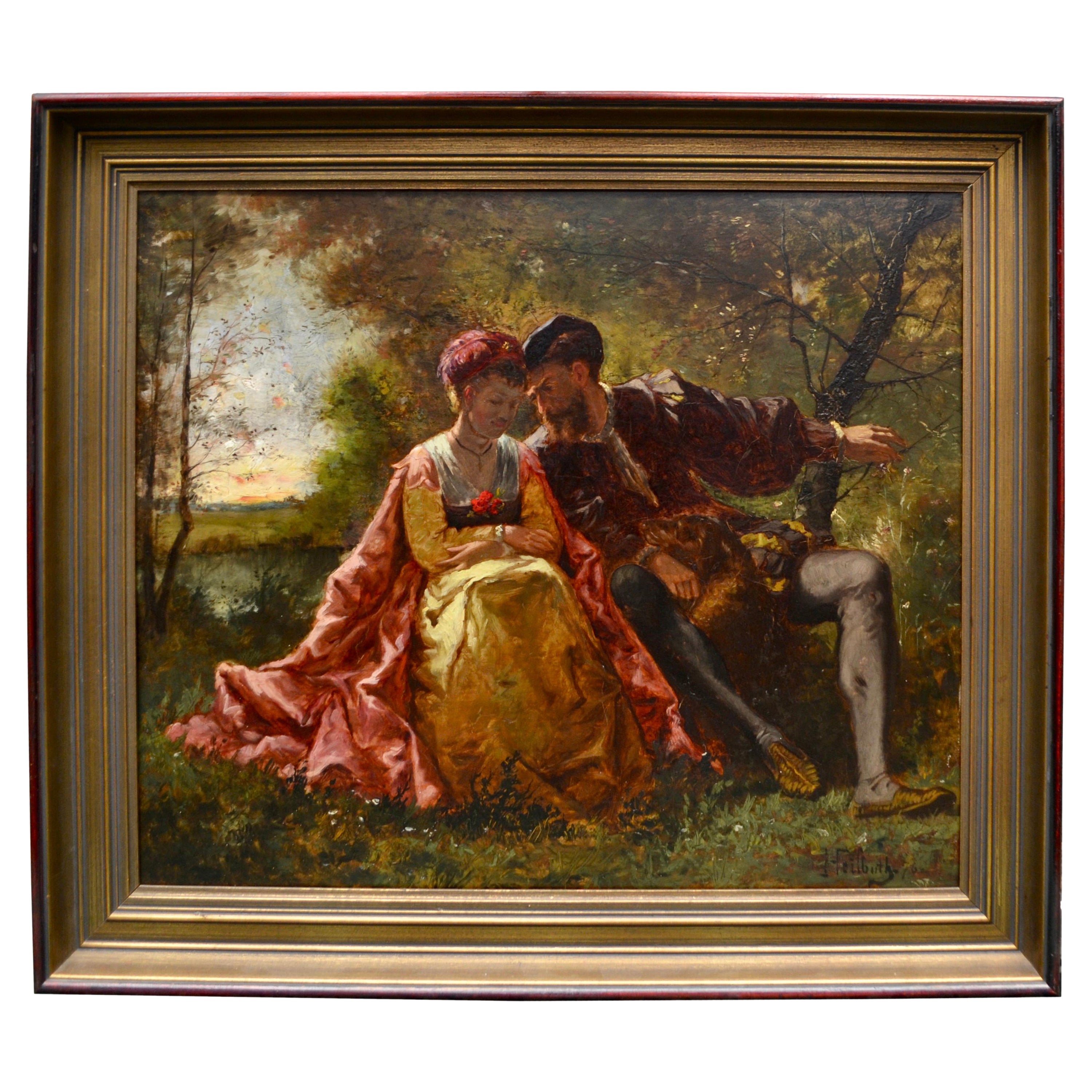 "Lovers in the Park” by German/French Artist Ferdinand Heilbuth For Sale