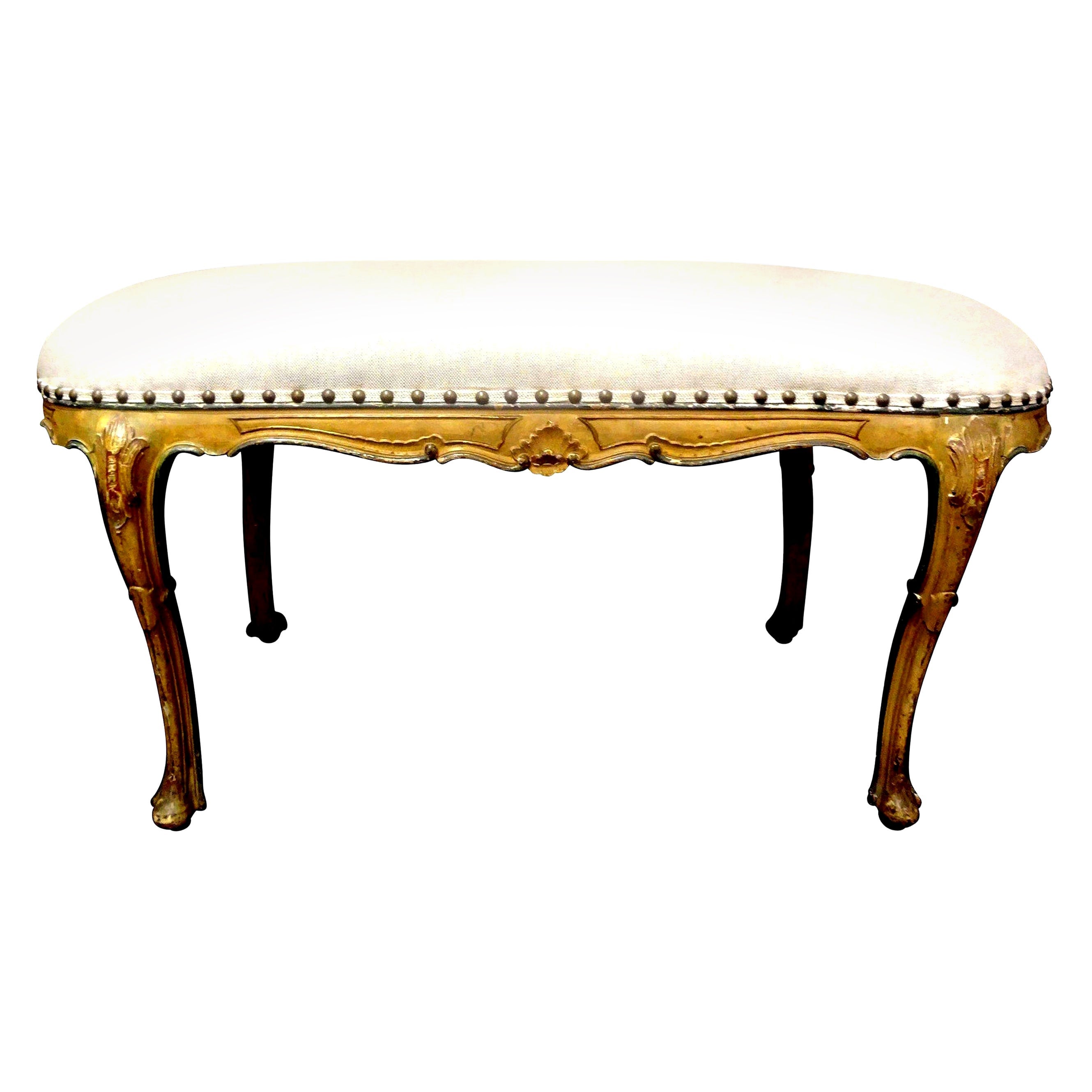 Antique Italian Regence / Louis XV Style Painted Bench For Sale