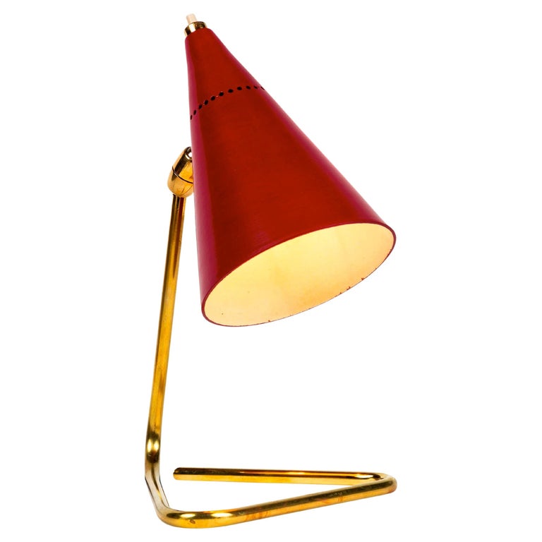 1950s Giuseppe Ostuni Red Cone Table Lamp for Oluce