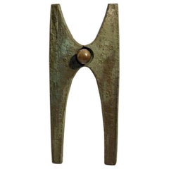 Retro Large Architectural Bronze Door Handle and Wall Relief Sculpture