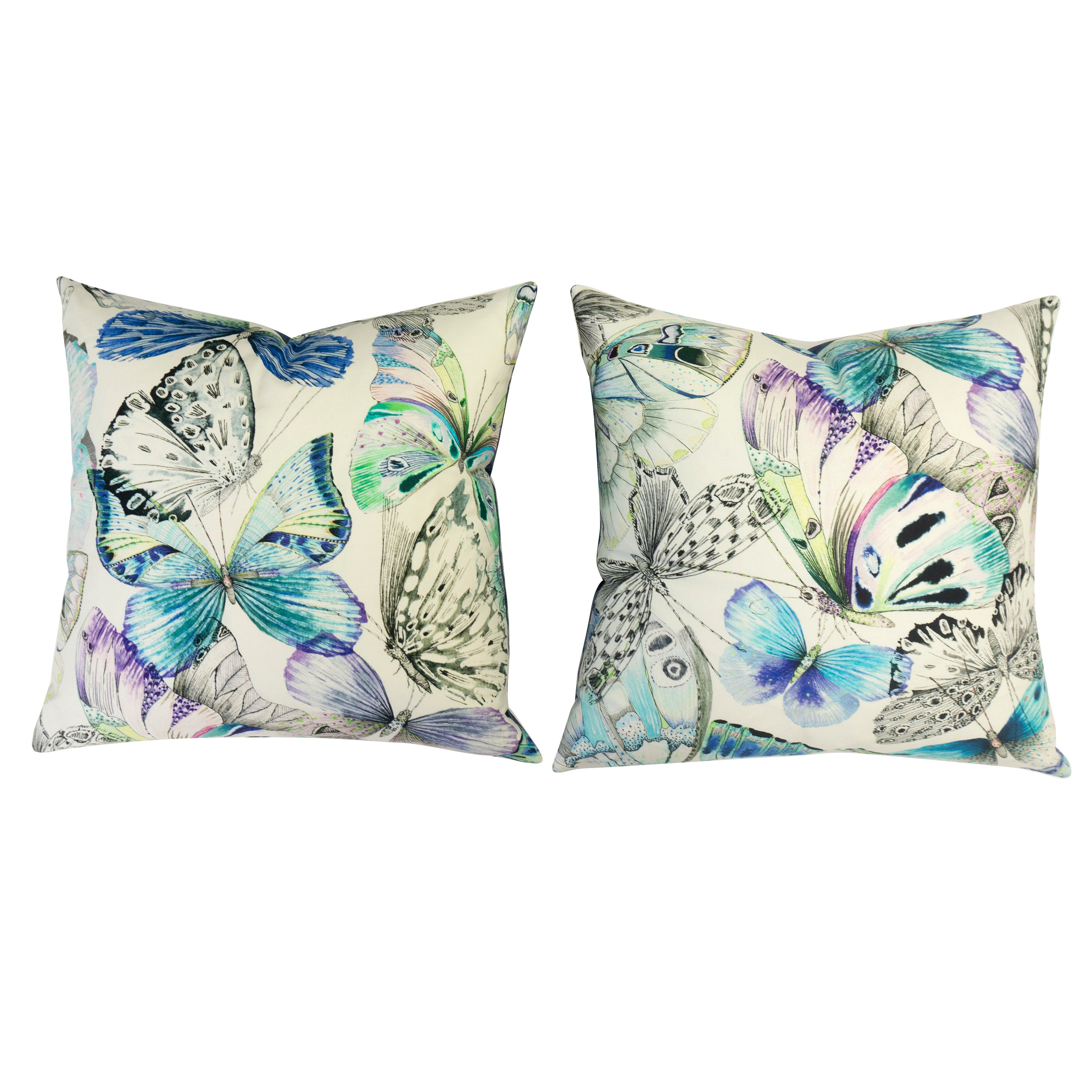 Extra Large Throw Pillows with Blue Butterfly Pattern For