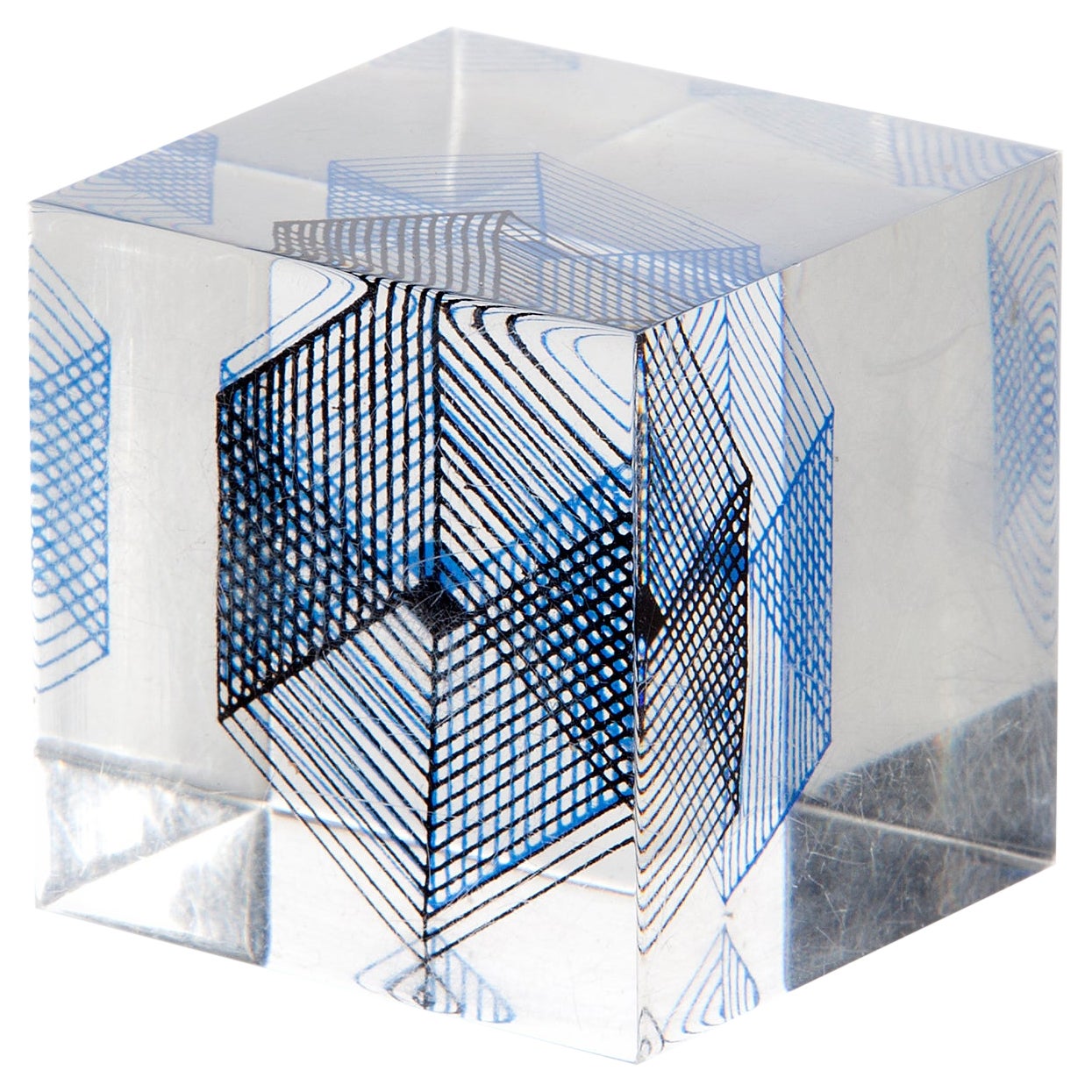 Small Sculpture in Plexiglass with Embedded Abstract Image