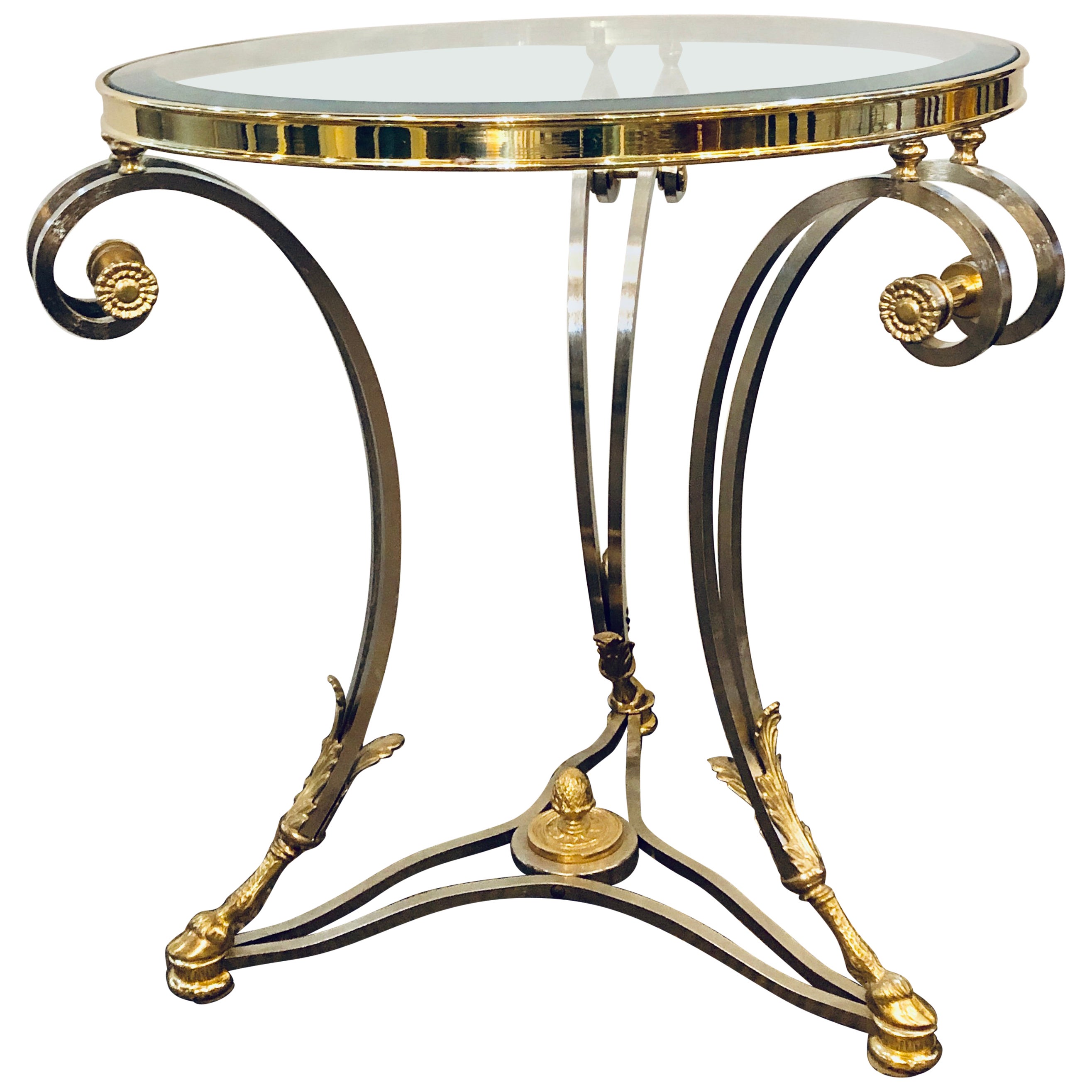 Hollywood Regency Style Brass Center or End Table, a Pair For Sale at
