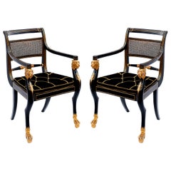 Pair of Early 19th Century English Parcel-Gilt Armchairs Attributed to Gillows