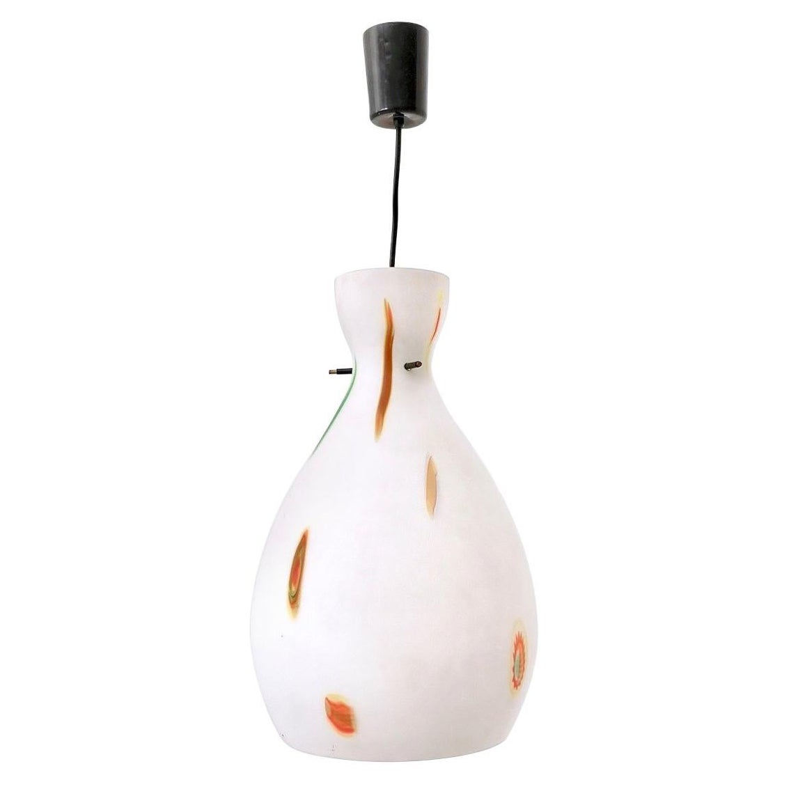 Large Vintage Encased Glass and Brass Pendant by Stilnovo, Italy For