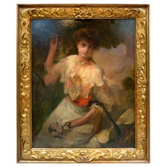 Signed Portrait of an Aristocratic Lady by English Victorian Artist Laurence Koe