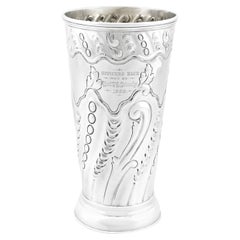 Antique Victorian 1887 Sterling Silver Vase by Frederick Elkington & Co