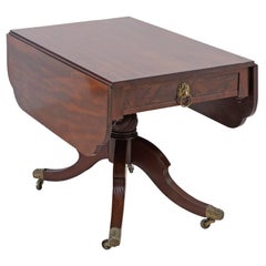 American Federal Drop-Leaf Library or Breakfast Table in Mahogany with Saber Leg