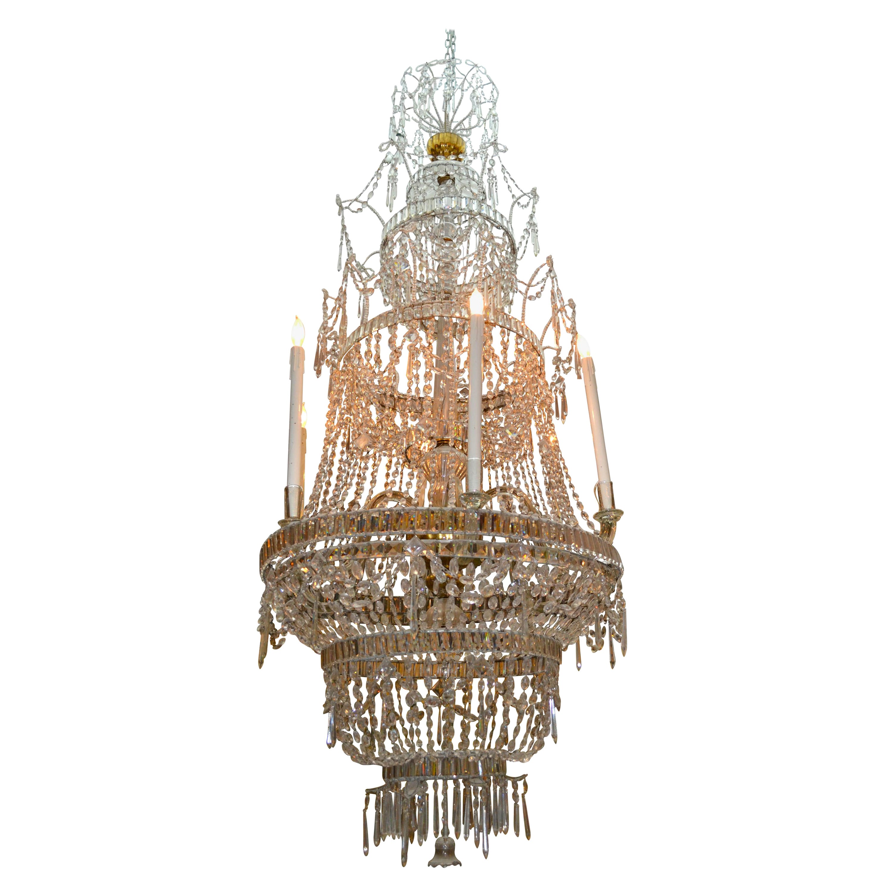 Lustre en cristal du XVIIIe siècle du fabricant de cristal Royal, La Granja en vente