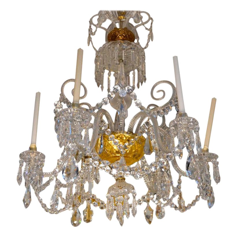 Rare Original 19 Century Six-Arm Cut Crystal Baccarat Chandelier For Sale