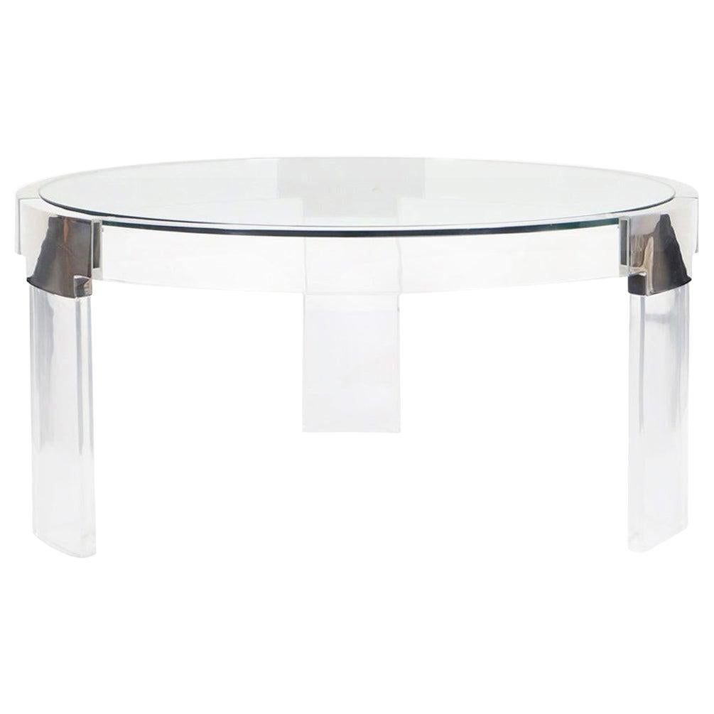 Vintage Lucite and Chrome "Waterfall Line" Coffee Table by Charles Hollis Jones
