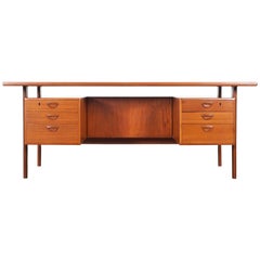 Danish Teak Floating Top Desk by Kai Kristiansen