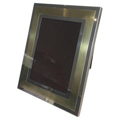 Vintage Chrome and Brass Picture Frame, French, Circa 1970