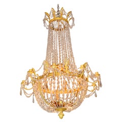 Early 19th Century, French Empire Gilded Bronze and Crystal Chandelier