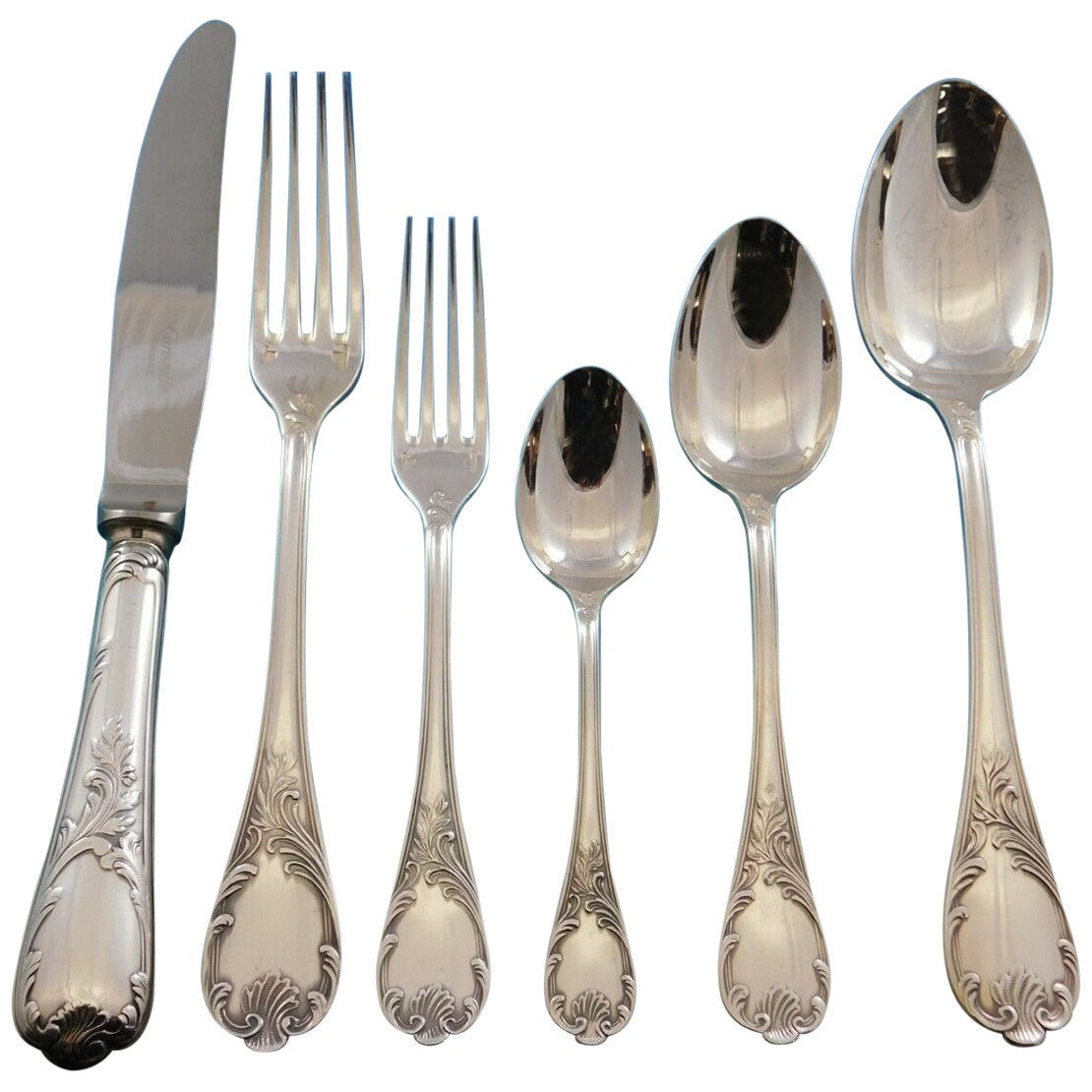 Exquisite Early Victorian Silver Plate Flatware Set for Dessert, Fruit