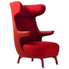 Jaime Hayon, Contemporary Monocolour Red Fabric Leather Upholstery Dino Armchair