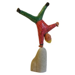 Sculpture d'acrobate, figure en terre cuite de l'artiste italien Ginestroni