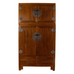 Vintage Elmwood Compound Wedding Wardrobe in Two Parts with Metal Hinges