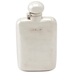 20th Century Antique Edwardian Sterling Silver Hip Flask 1905