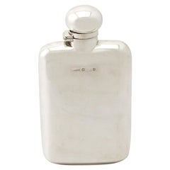 20th Century Antique Edwardian Sterling Silver Hip Flask, 1905