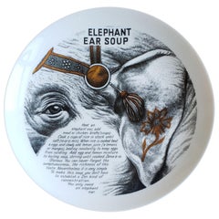 Retro Piero Fornasetti Fleming Joffe Porcelain Recipe Plate, Elephant Ear Soup
