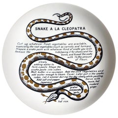 Vintage Piero Fornasetti Fleming Joffe Porcelain Recipe Plate, Snake a la Cleopatra