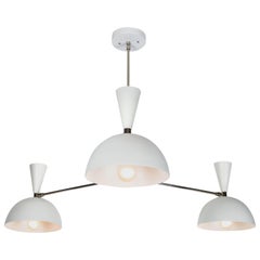Large Three-Cone 'Lola II' Chandelier in White and Chrome