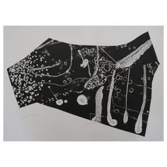 "Jupiter Tujo" Black & White Abstract Lithograph Signed L. Siekman