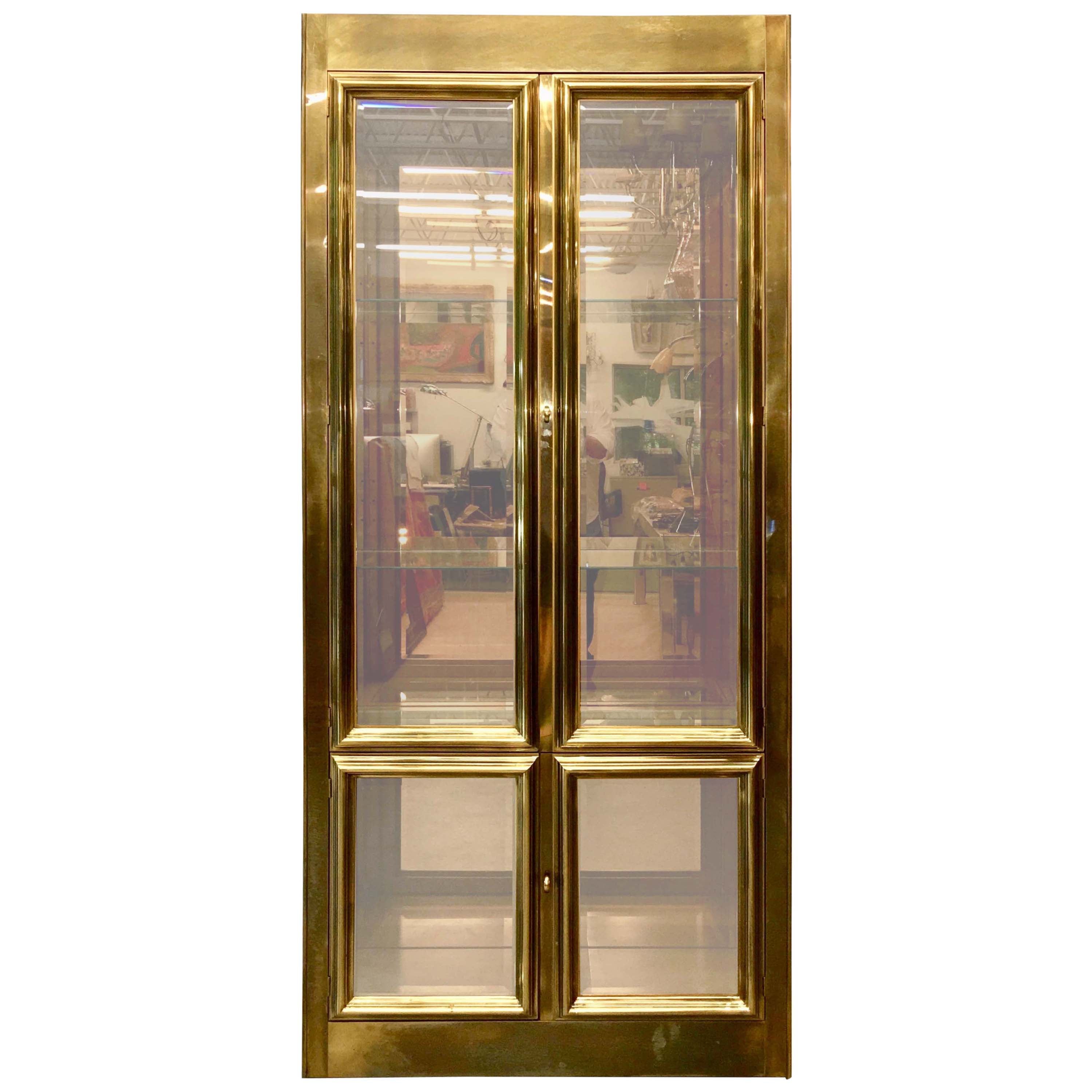 Large French Brass and Glass Open DoubleSided Vitrine at 1stDibs