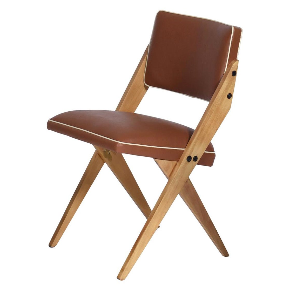 Zanine Caldas brasilianischer Stuhl „Zanine 1-12“ aus elfenbeinfarbenem Holz aus der Mitte des Jahrhunderts, 1949