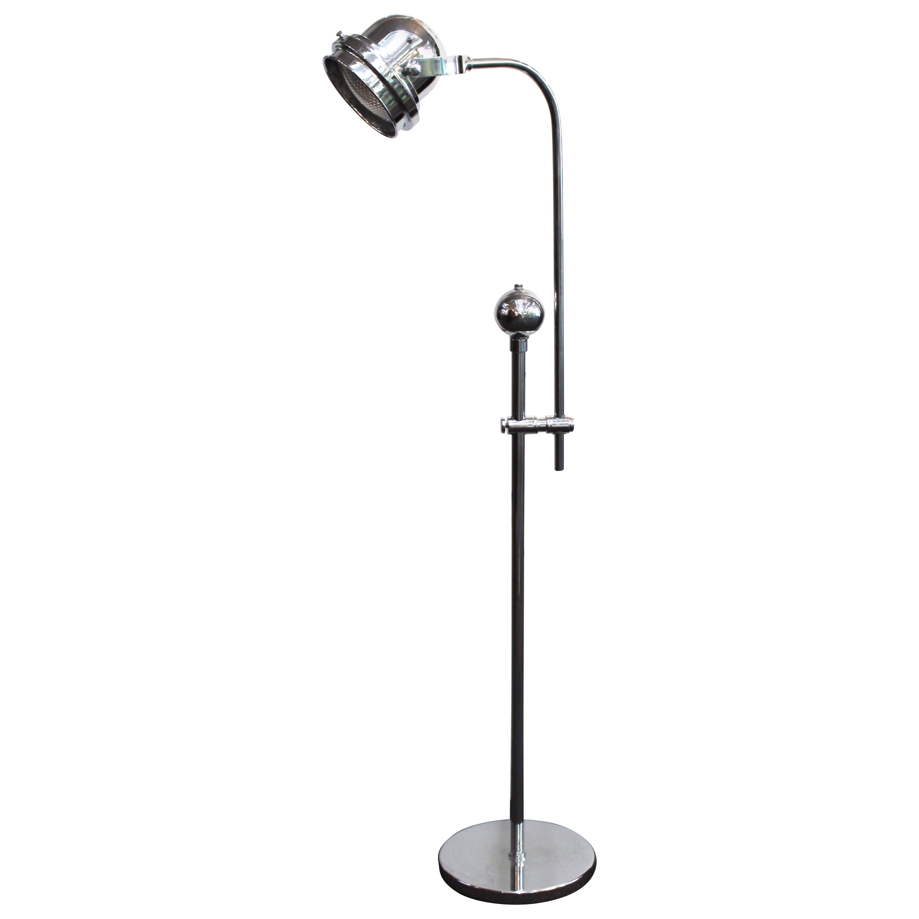 Modern Large Chrome Arching Floor Lamp with Brown Shade at 1stDibs