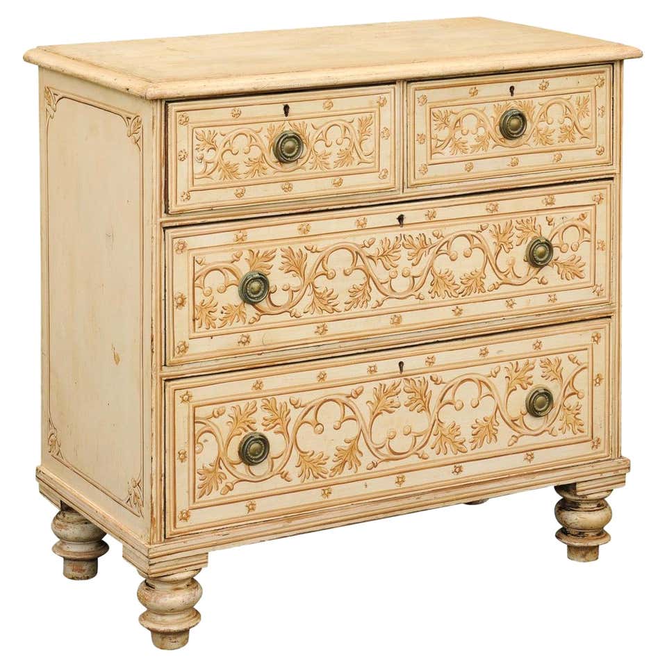 Venetian Two Drawer Commode Hand Painted with Scrollwork and Florals ...