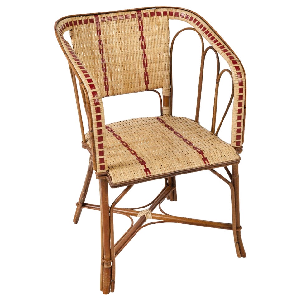 Vintage Eight French Rattan Bistro Chairs For Sale at 1stDibs