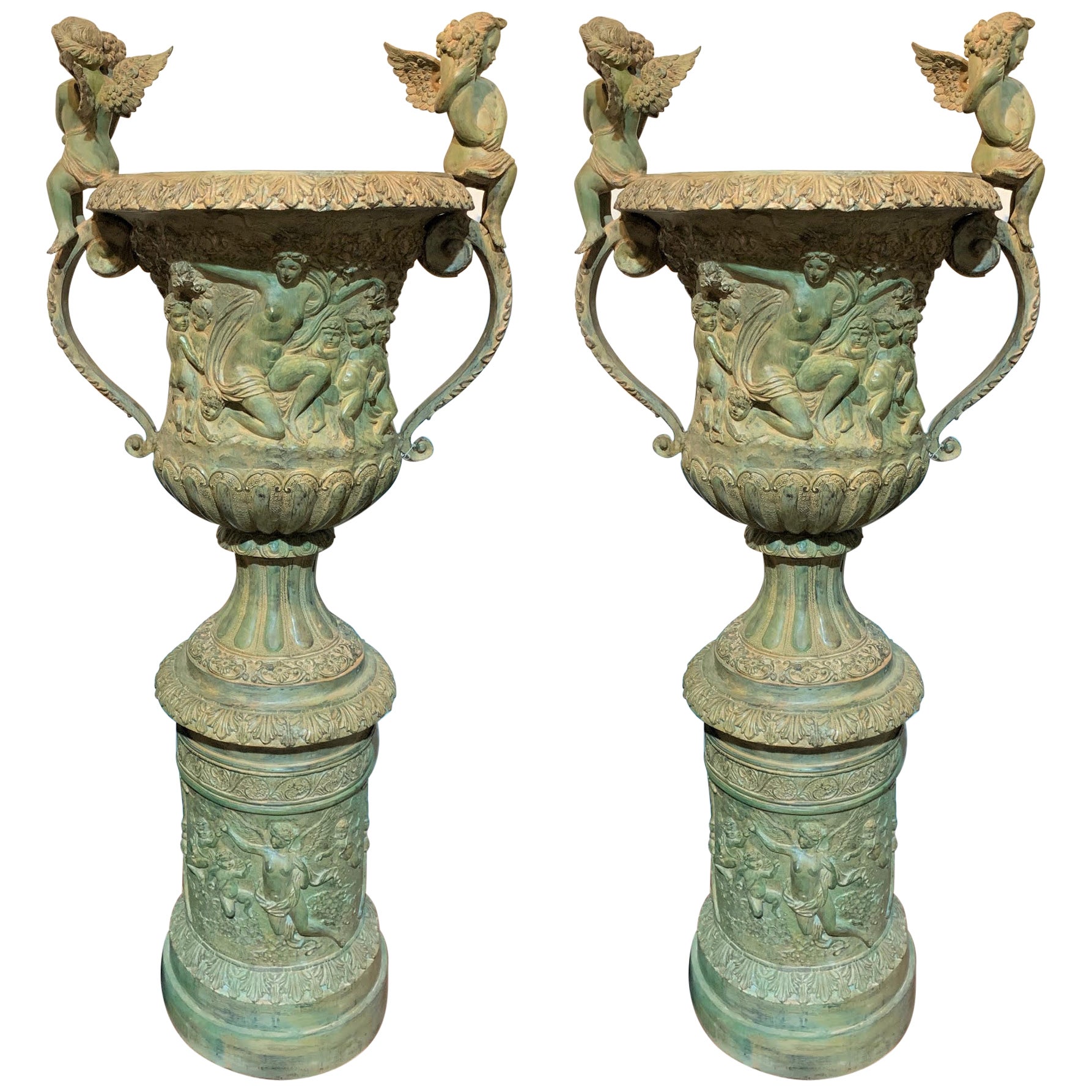 Pair Of French Bronze Urns For Sale at 1stDibs
