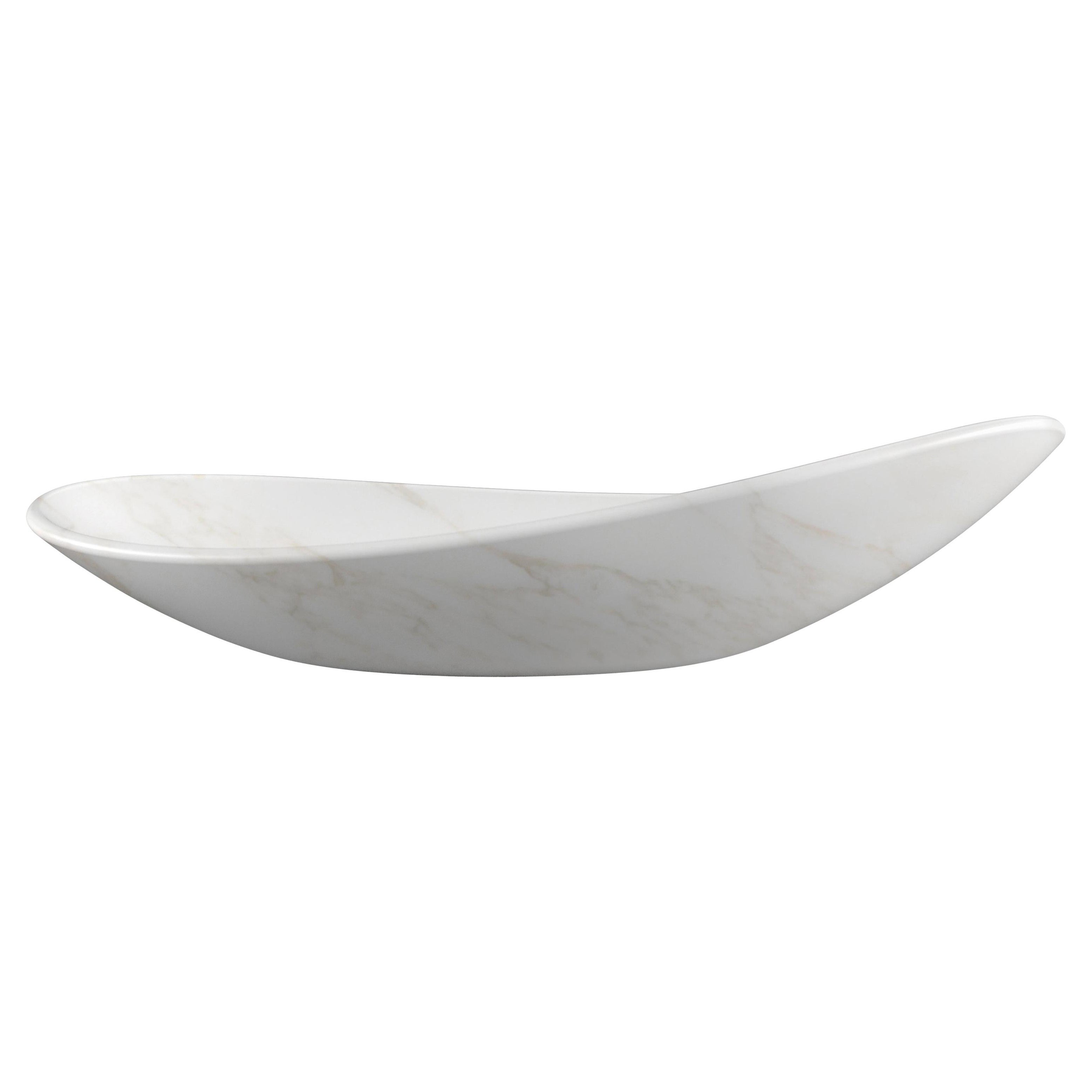 White Marble Decorative Bowl Centerpiece Vase Calacatta Marble Made in Italy For Sale