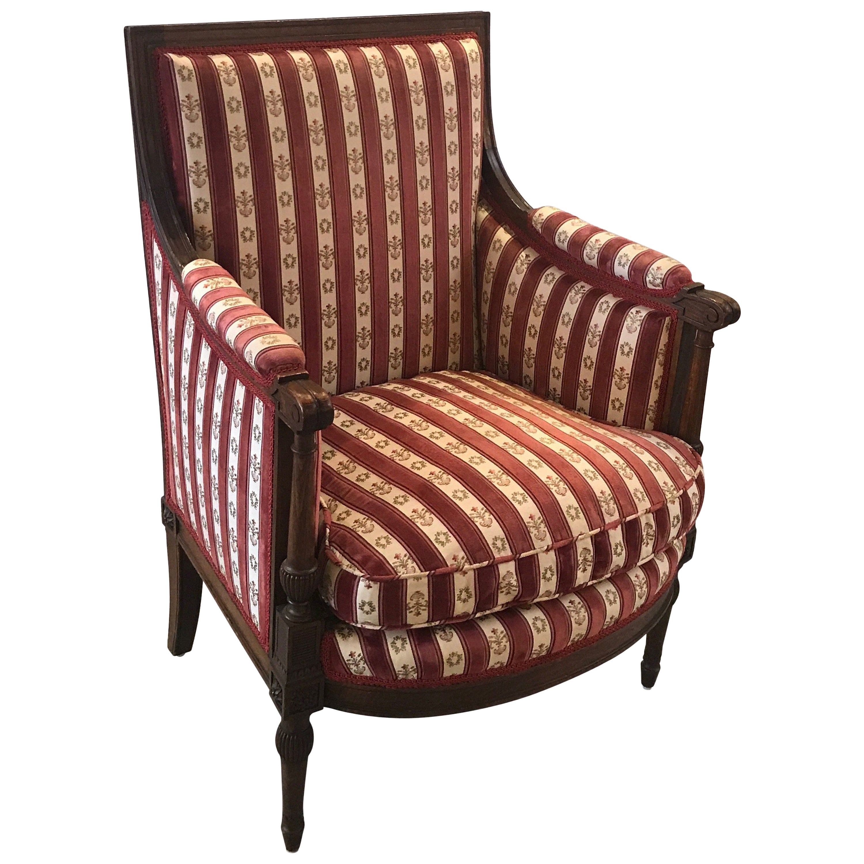 Louis XV Style Carved Walnut and Needlework Bergère Chair from Kasteel