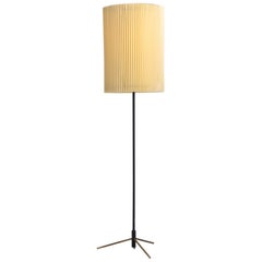 Vintage Brass and Metal Floor Lamp with Fiberglass Shade, Italy, circa 1960