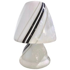 Vintage 1970s Italian Large White Lamp with Black Murrine Attributed to Vistosi