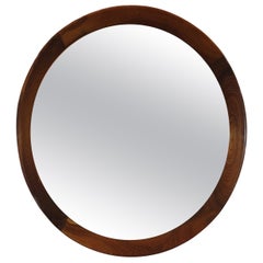 Round Grasselli mirror with wood frame by Sergio Rodrigues, 1960s