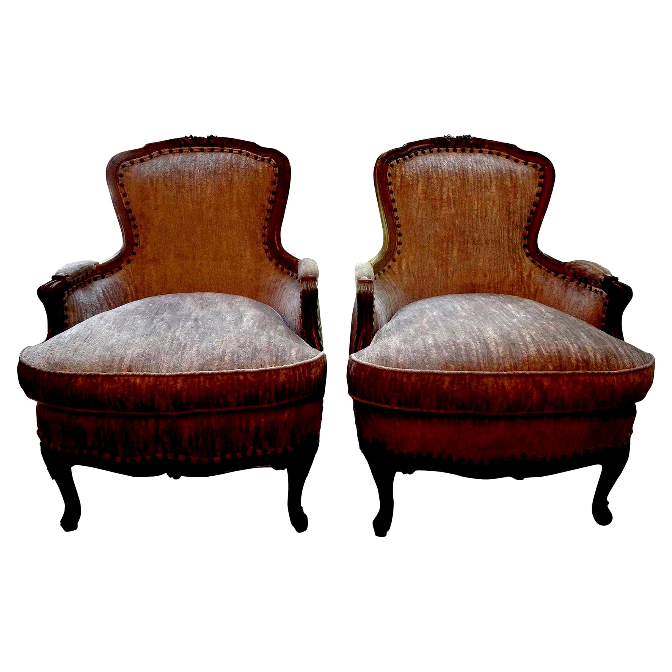 Five French Louis XV Leather Bergere Chairs at 1stDibs