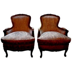 Antique Pair of 19th Century Italian Louis XV Style Bergères